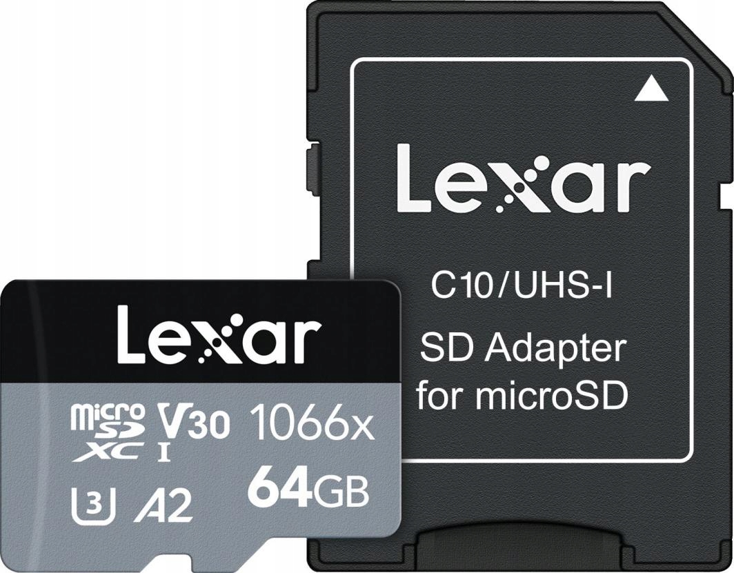 

Lexar microSDXC 64GB 1066x 70-160MB/s U3 V30 A2