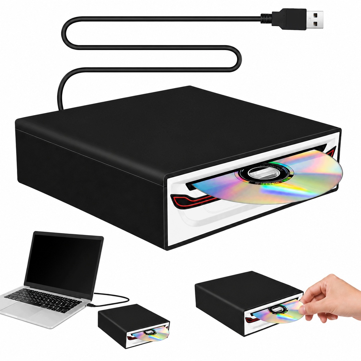 Příslušenství K Přehrávači CD DVD Usb 2.0, Lehká A Jednoduchá Montáž Do Auta Wav