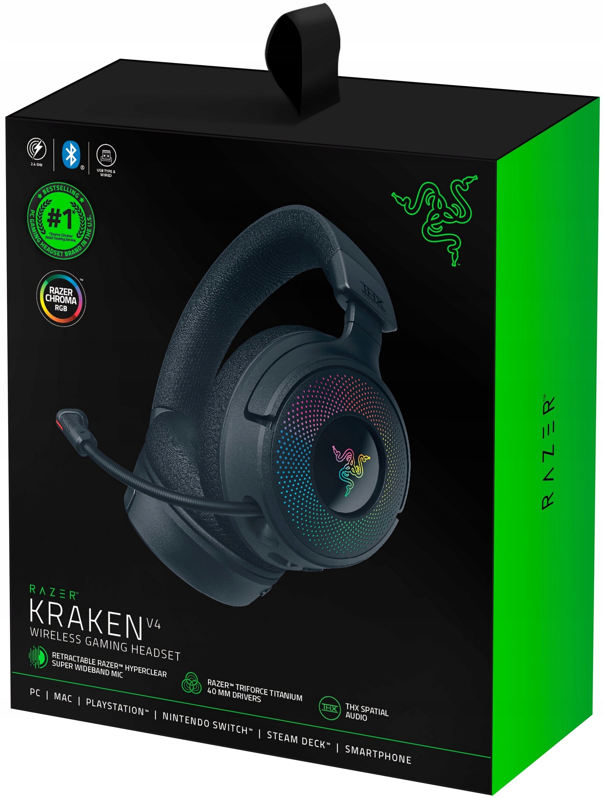 Sluchátka s mikrofonem Razer Kraken V4 do uší, černá