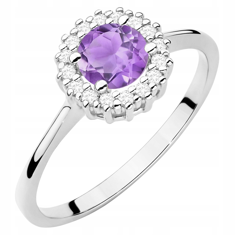 Zlatý Prstýnek pr. 585 14k s brilianty a ametystem 0,50ct
