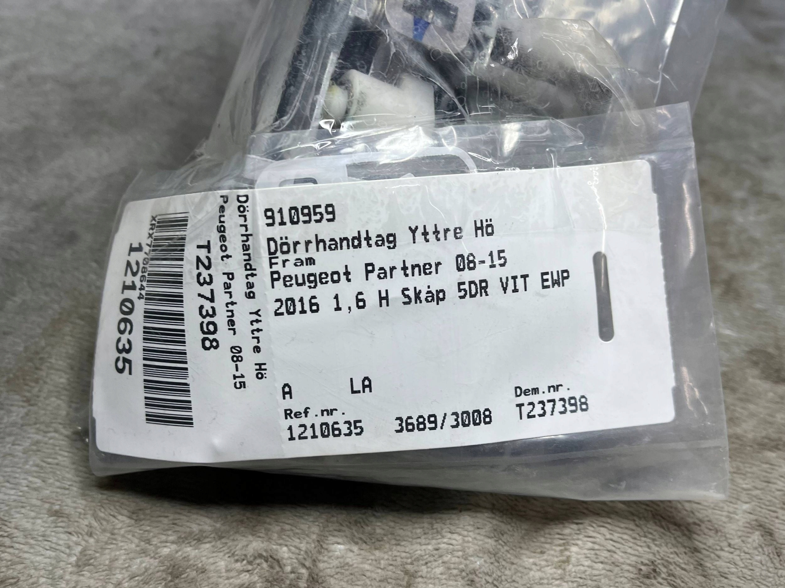 handle right rear part 9680168580 PEUGEOT 207 240838HF !J
