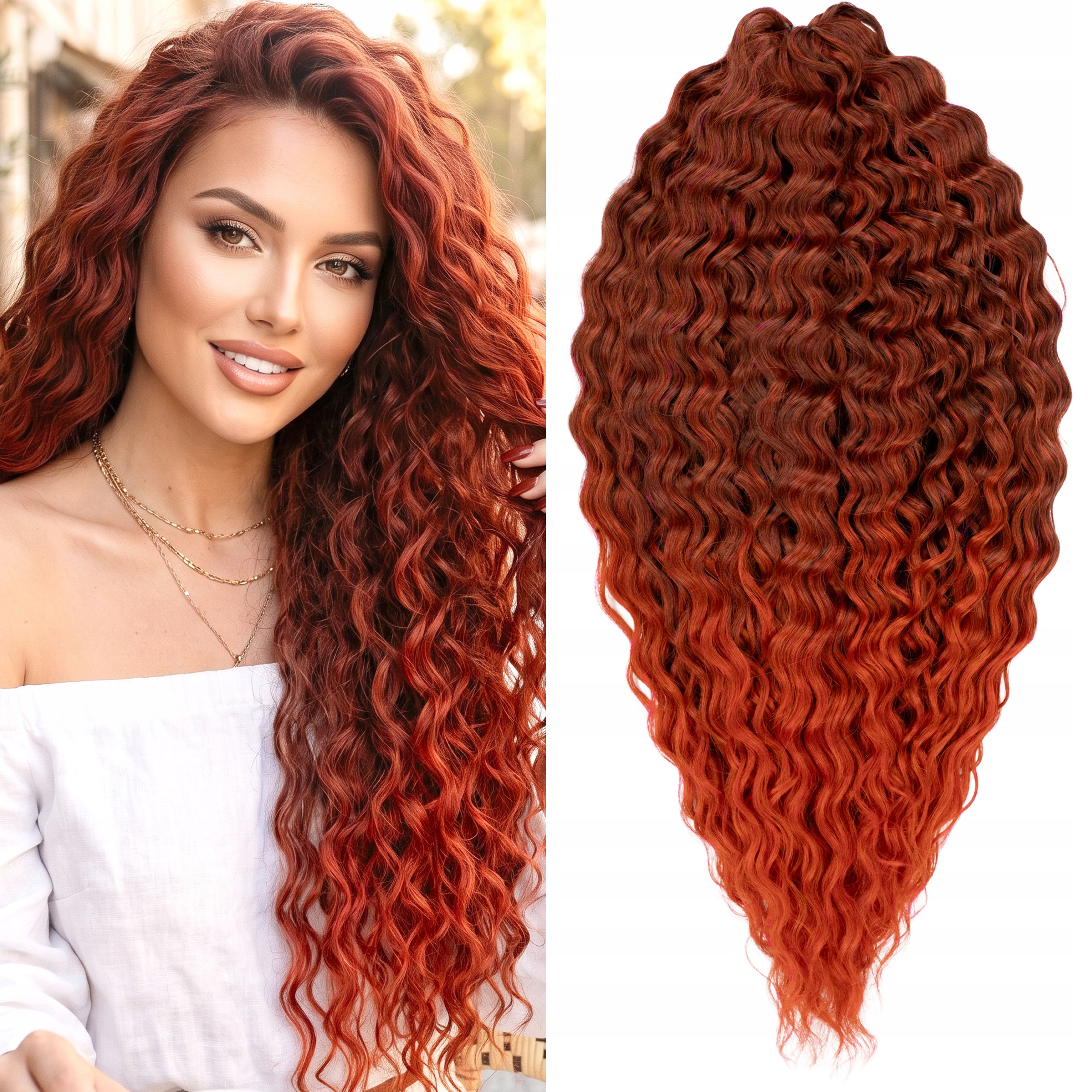Syntetické umělé vlasy Afroloki Ariel Premium 55 cm 300 g červené ombre