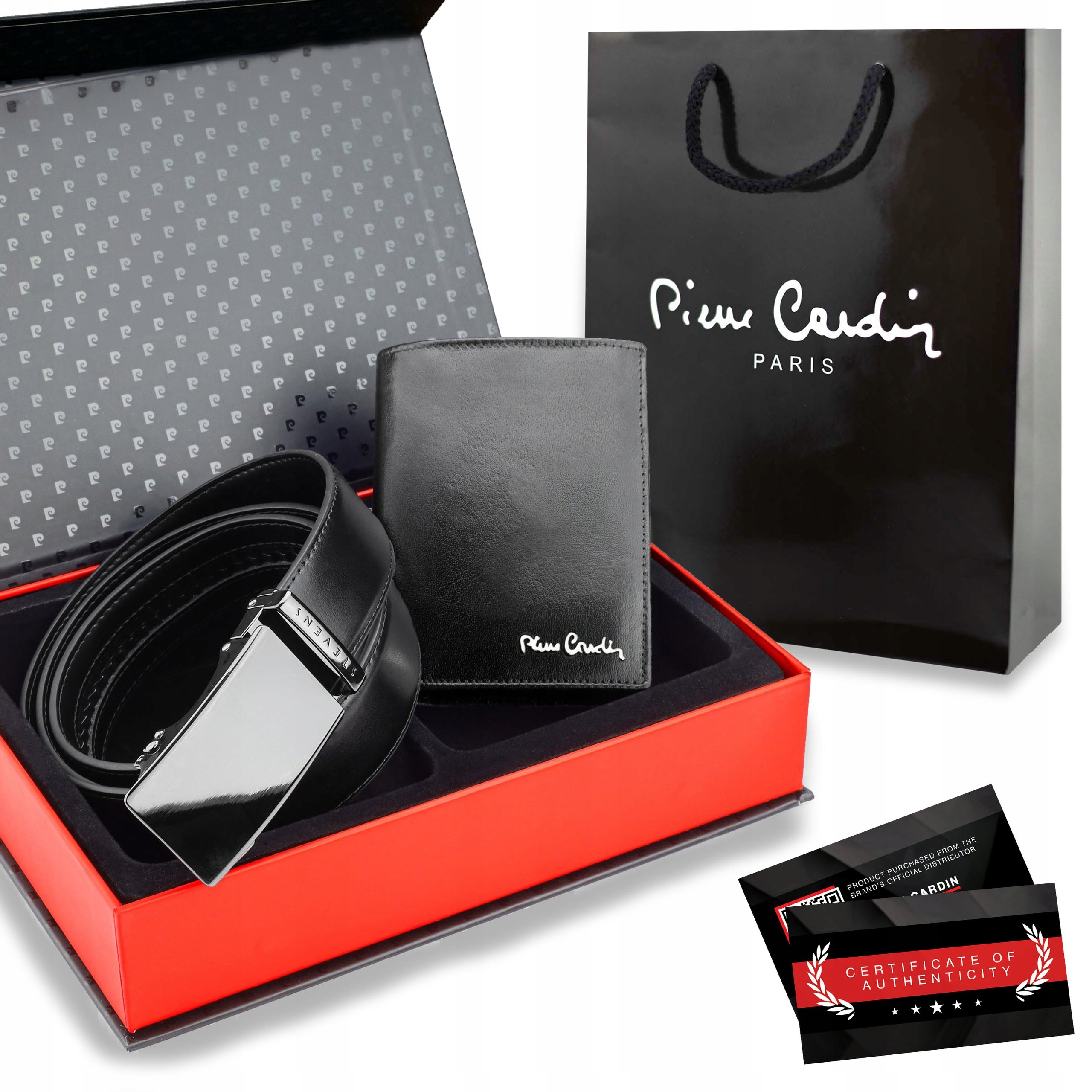 Dárková Sada Pierre Cardin Peněženka Pásek Krabička Kabelka Certifikát