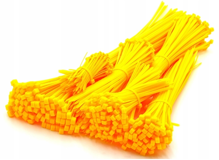 ŻÓŁTE OPASKI ZACISKOWE TRYTYTKI OPASKI KABLOWE TRYTKI 3,6x300 mm 100x Długość 300 mm