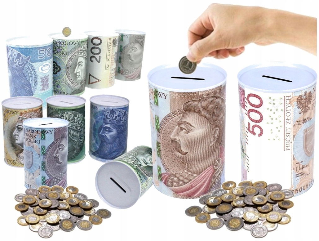 

XXL Big Metalowa Skarbonka Puszka 500 Pln Zł Money