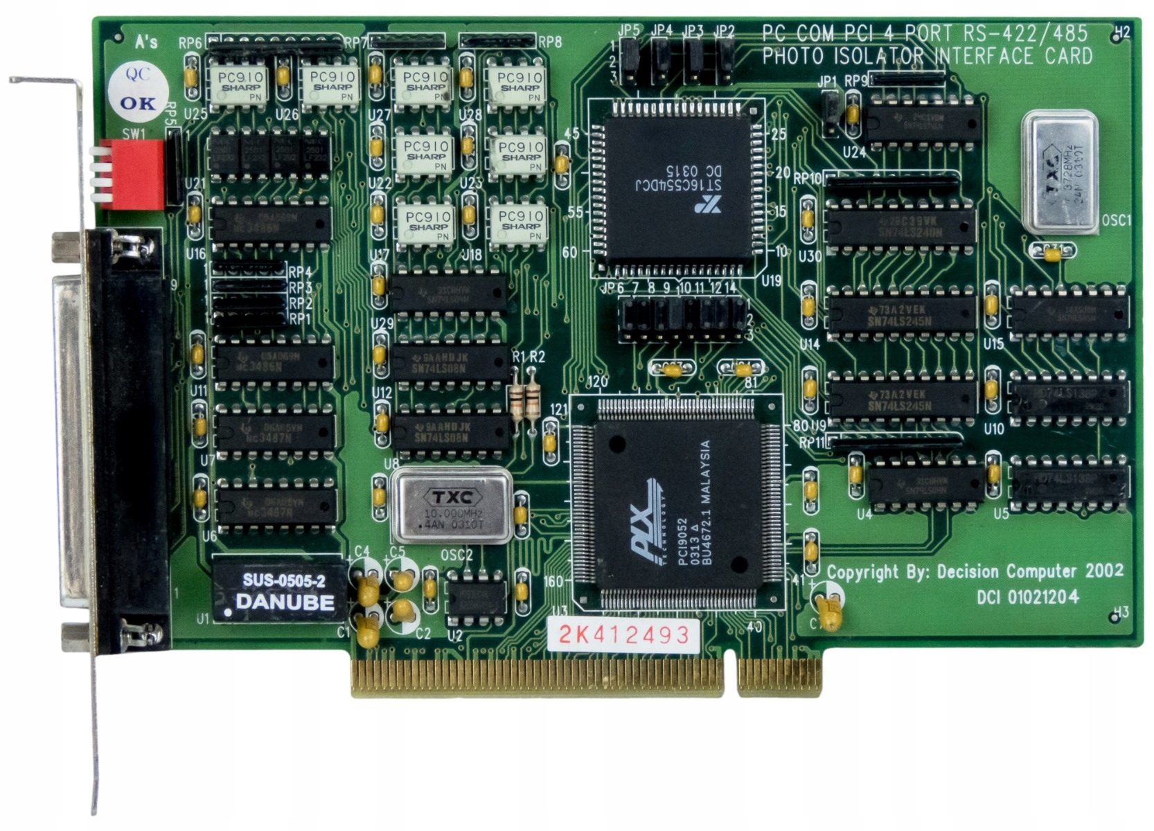Plx Technologie PCI9052 Pc Com Pci 4 Portová Karta