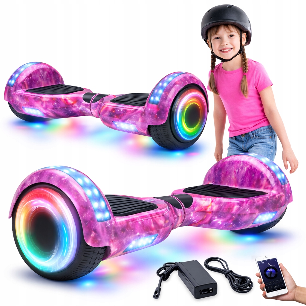 Elektrická Skateboardová Deska Hoverboard 6,5" Bluetooth Reproduktory Pink