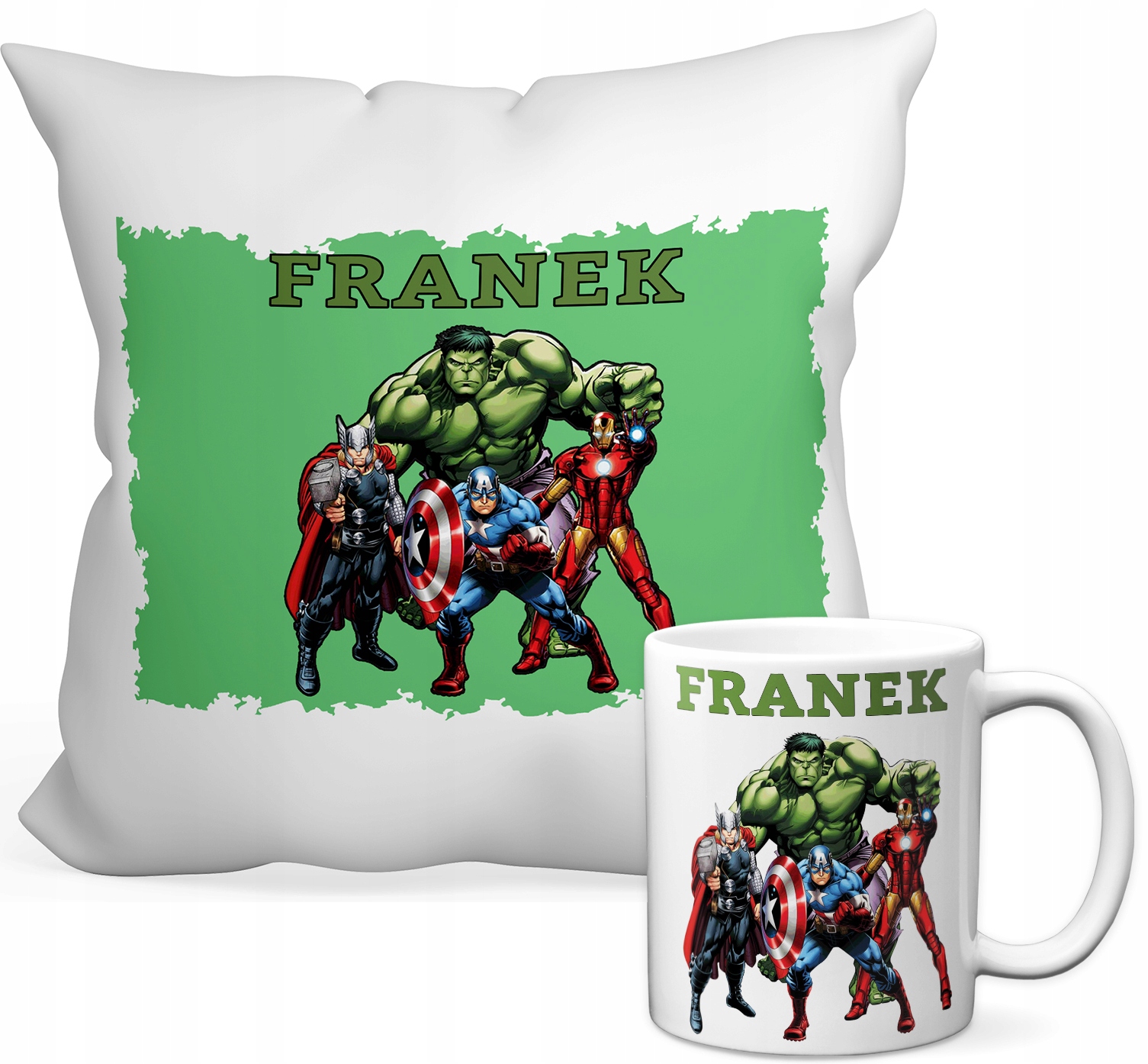 

Zestaw Avengers Drużyna Kubek 330 Ml+poduszka+imię