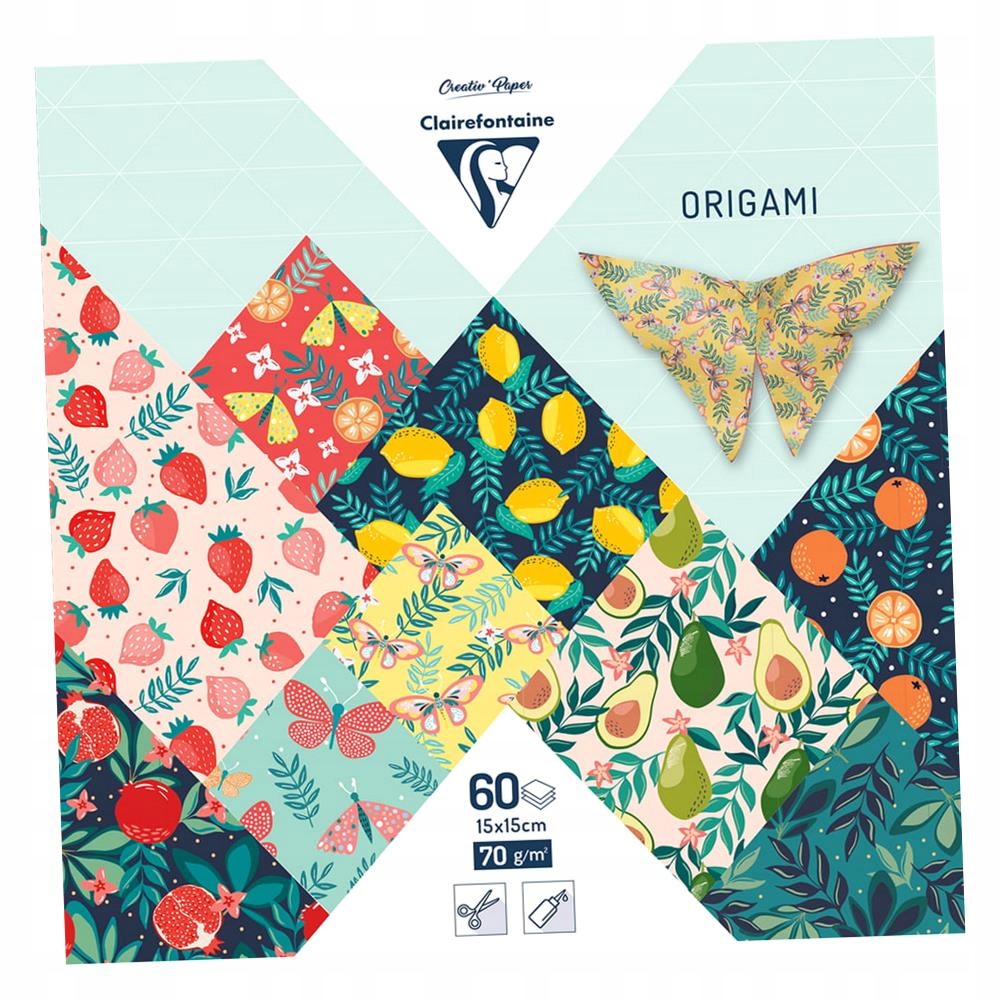 PAPIER ORIGAMI 15X15 CM OWOCOWY OGRÓD 60 ARKUSZY..