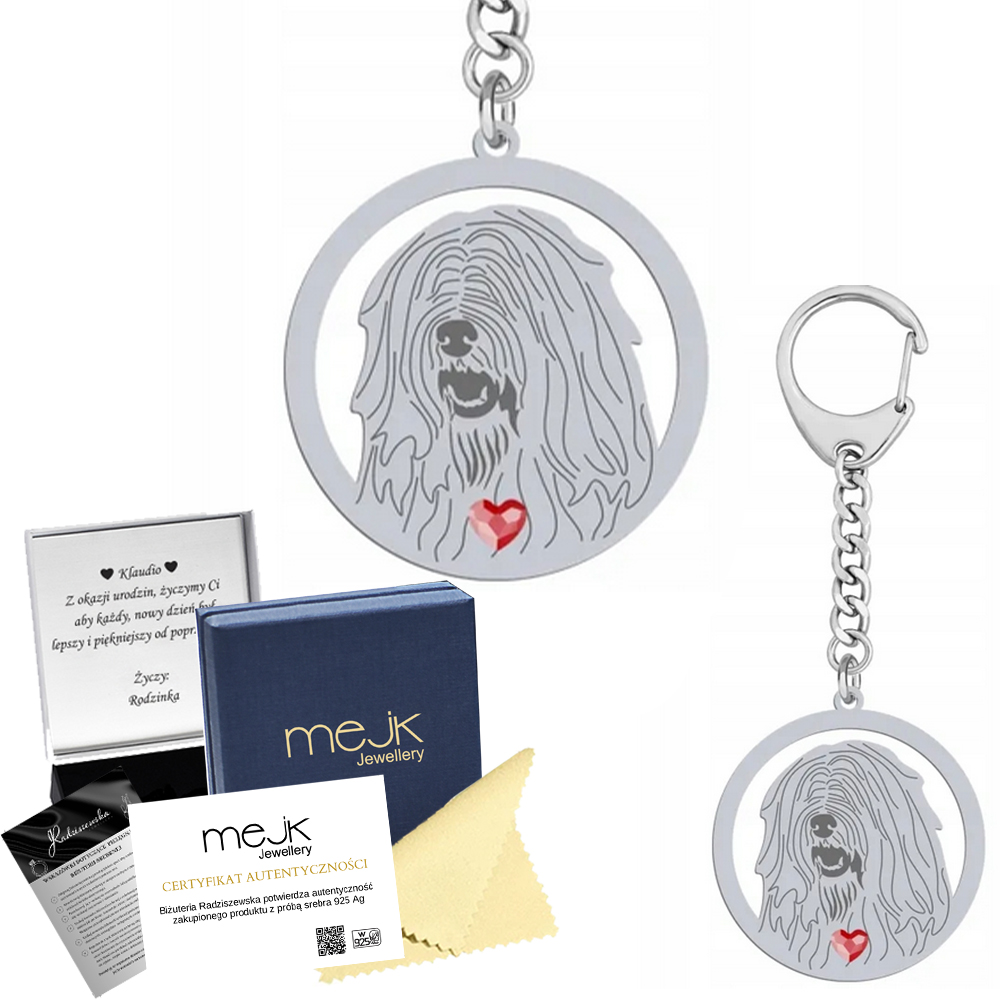 Přívěsek Na Klíče na klíče s jihoruským ovčákem Užak 925 Gravírování