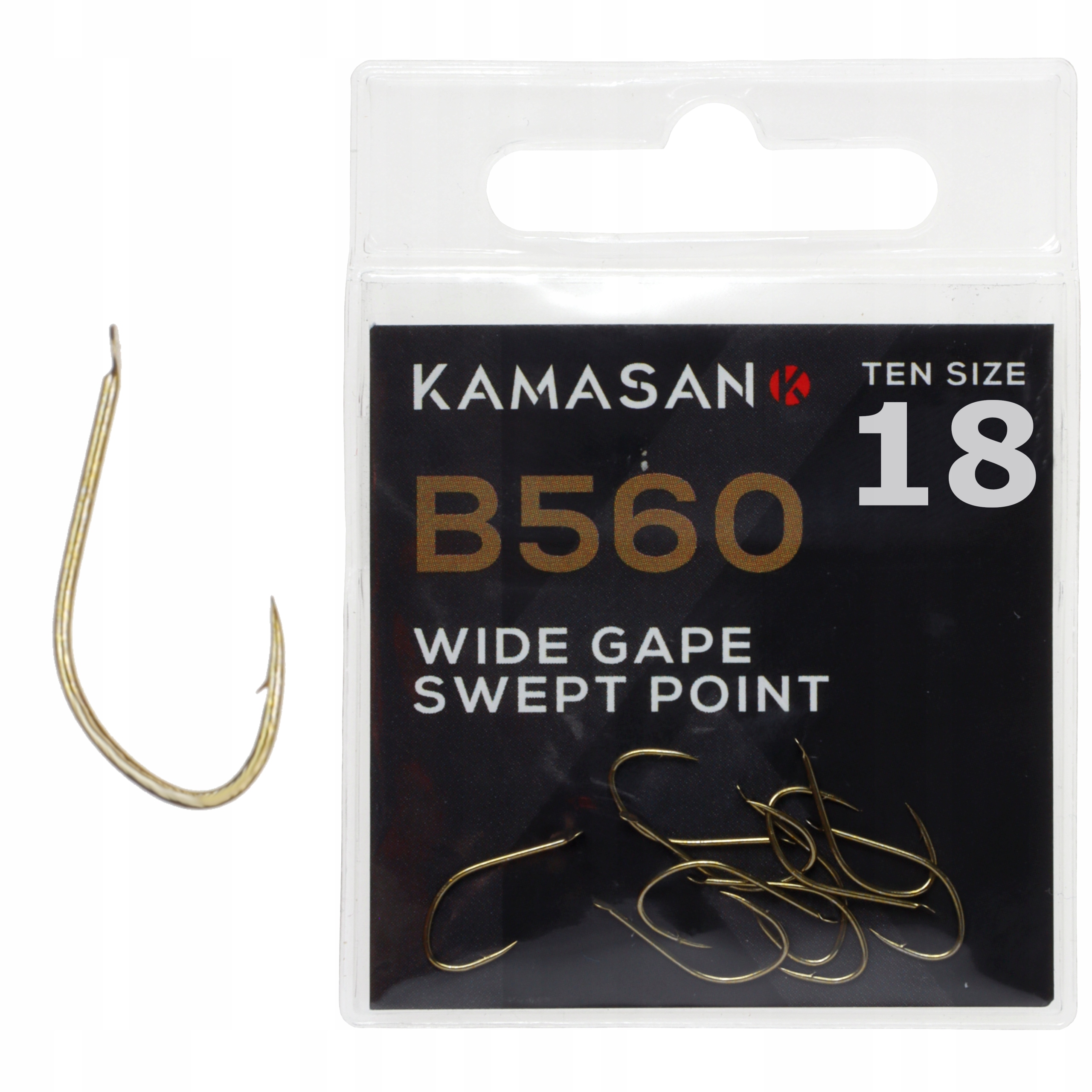 Haczyki Kamasan B560 zadziorowe r 18 z łopatką