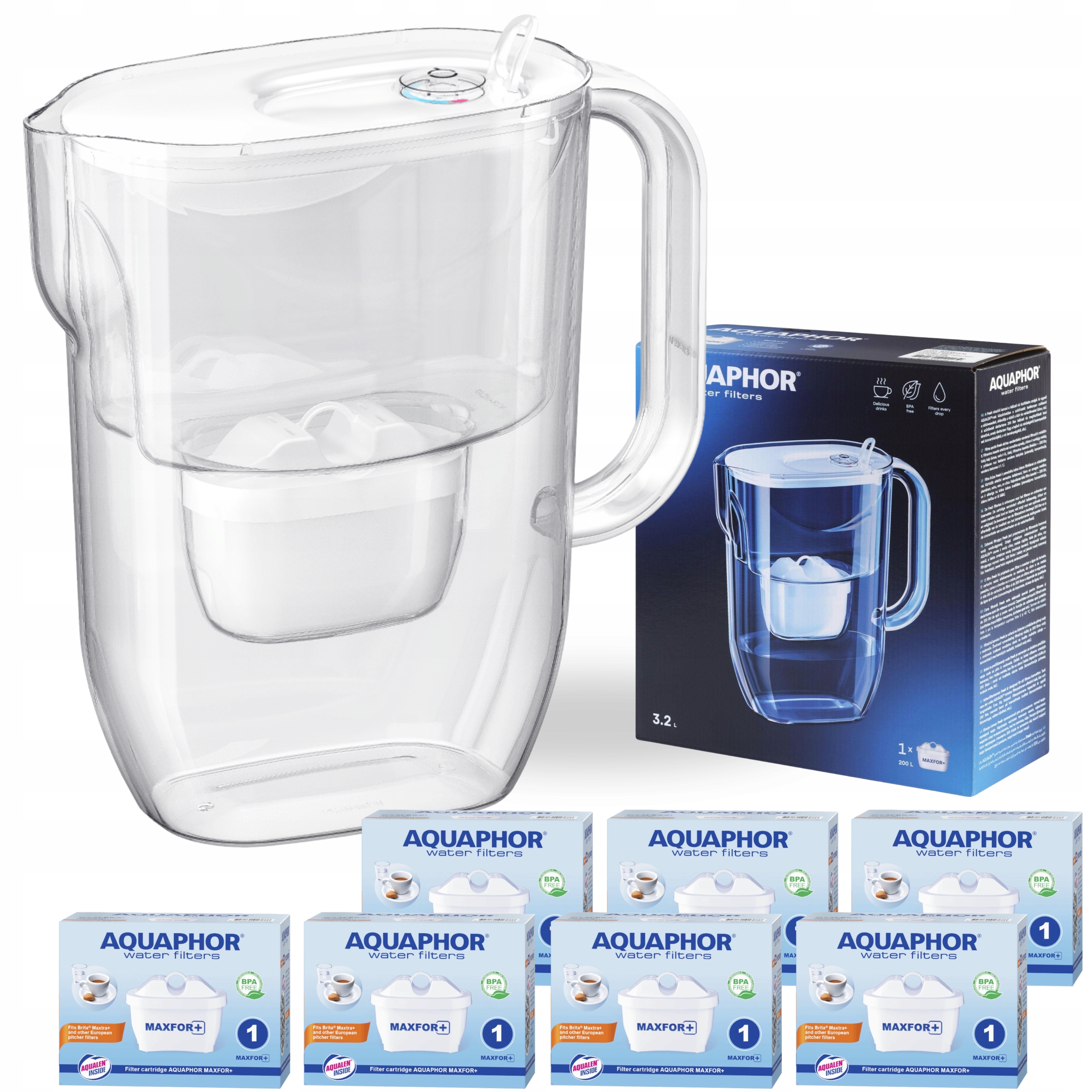 Filtrační konvice na vodu Aquaphor Fresh 3,2L bílá se 7 vložkami Maxfor+