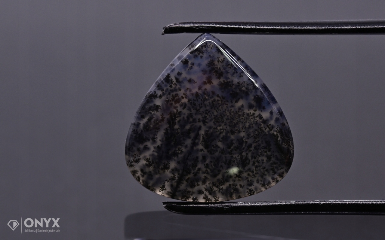 Dendritový achát z Kazachstánu konvexní plaketa slza