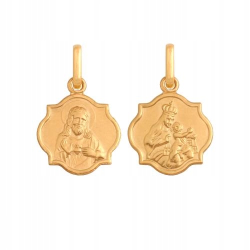 Medailon ze zlata 585 Škapulíř 1.15g Ježíš Kristus Panna Maria 14kt