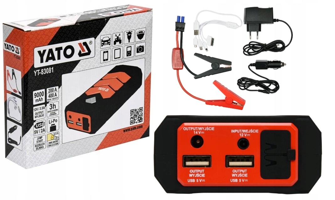 YATO ПУСКОВОЕ УСТРОЙСТВО POWER BANK 9000MAH