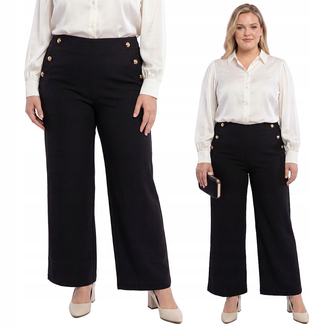 Černé kalhoty se zlatými knoflíky plus size velikost 52