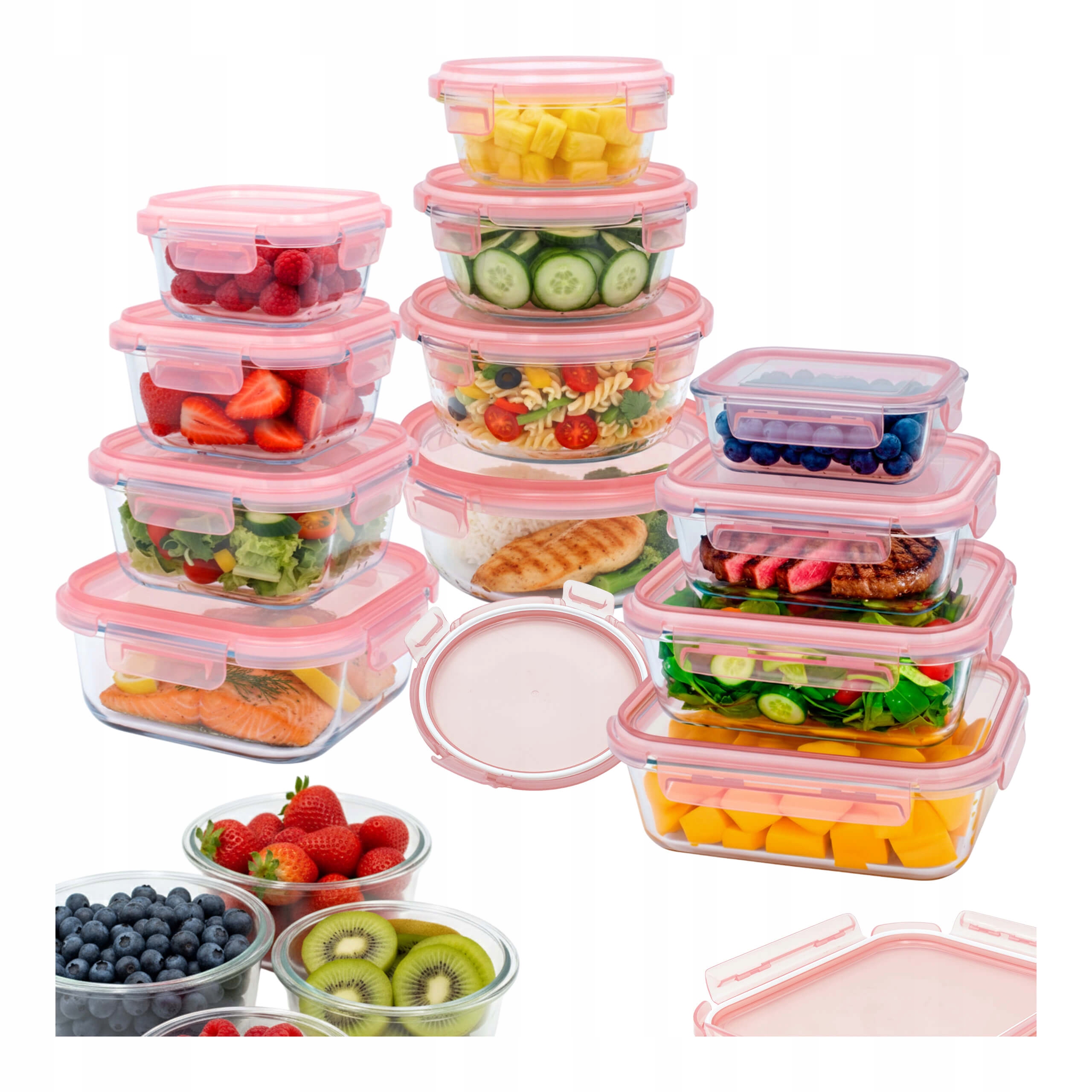 Pojemniki Na Żywność Szklany 12 szt. Pudełek Lunchbox Szczelne Żaroodporne