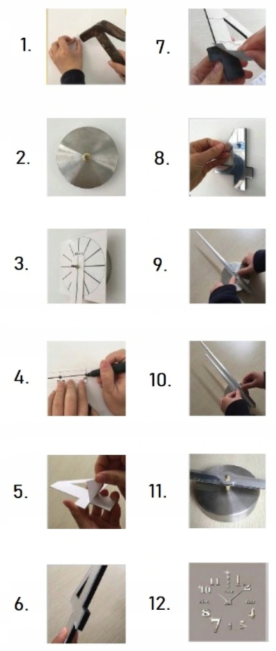 ZEGAR ŚCIENNY DUŻY LUSTRZANY EFEKT 3D NOWOCZESNY NAKLEJANY NA ŚCIANĘ DIY Kształt okrągły