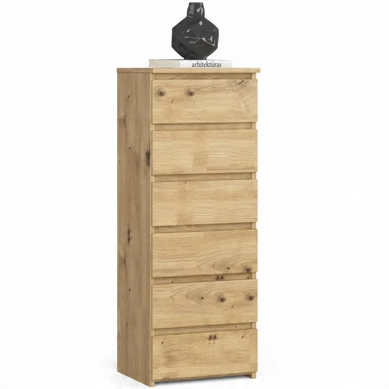 

Wąska komoda 40 cm dąb artisan do salonu 6 szuflad