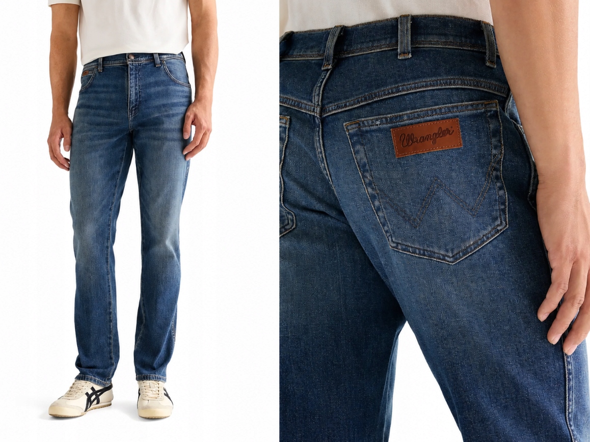 Wrangler Texas Slim pánské zúžené džínové kalhoty modré Rust W36 L32