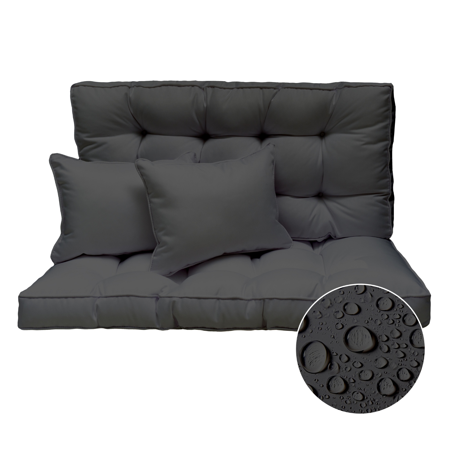 Polštář Na Houpačku Poduška na zahradní lavičku Voděodolná Grafit 120 x 50 cm