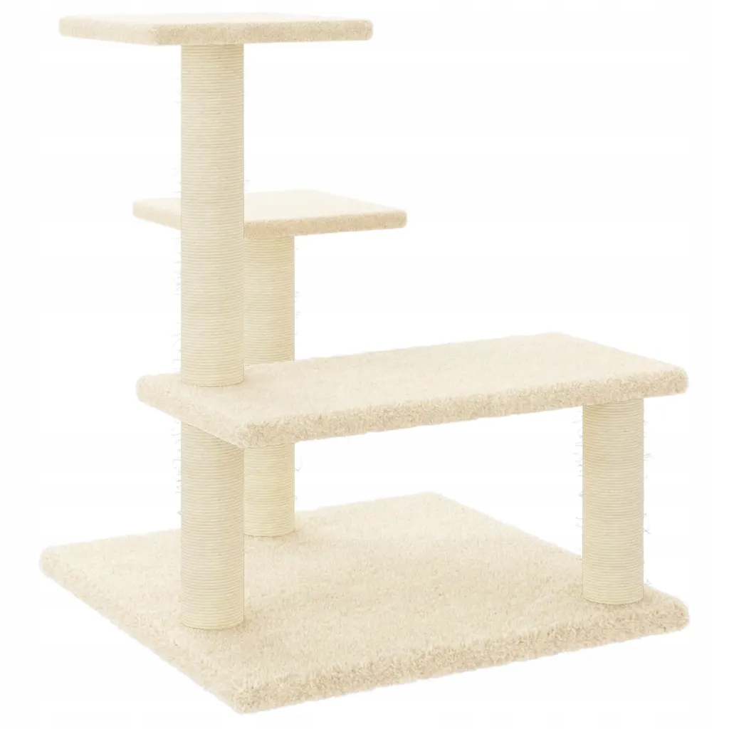 Levně Škrabadlo pro kočky sisalovými sloupky, krémové, 61 cm