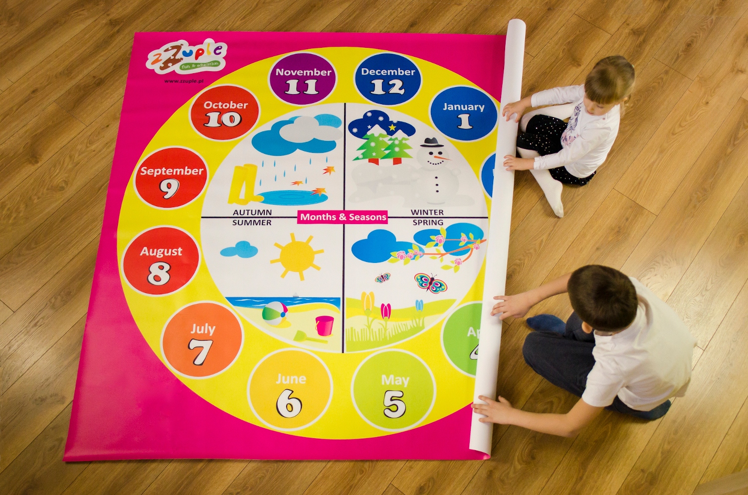 Miesiące pory roku zegar angielski mata XXL 170 cm Nośnik książka papierowa