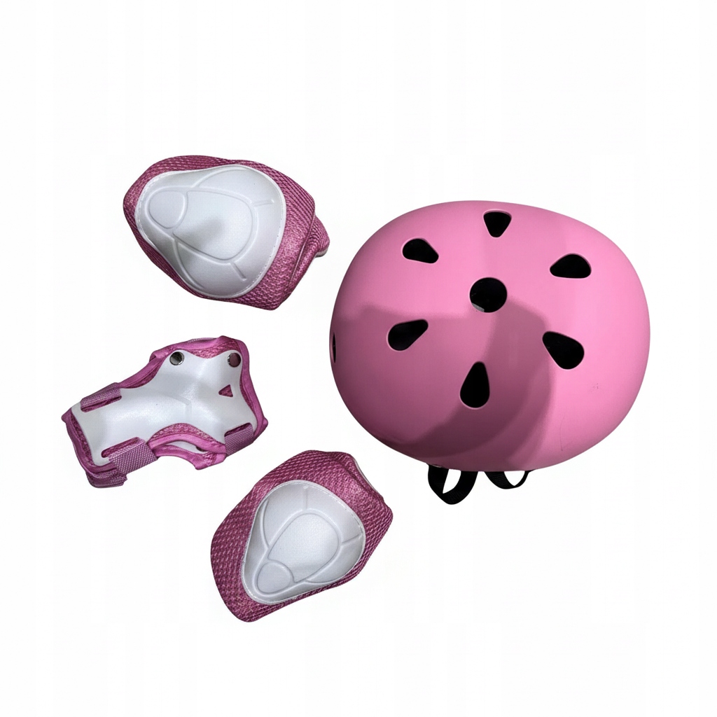 Kask Kamugo KH-01 S 50-54 Różowy Ochraniacze 6w1 Dla Dzieci