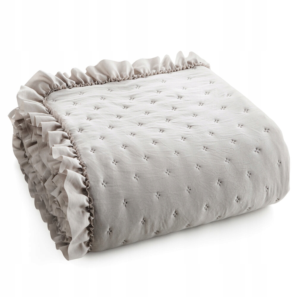 Dekorativní přehoz LIBI3 220x240 béžový lemovaný volánem