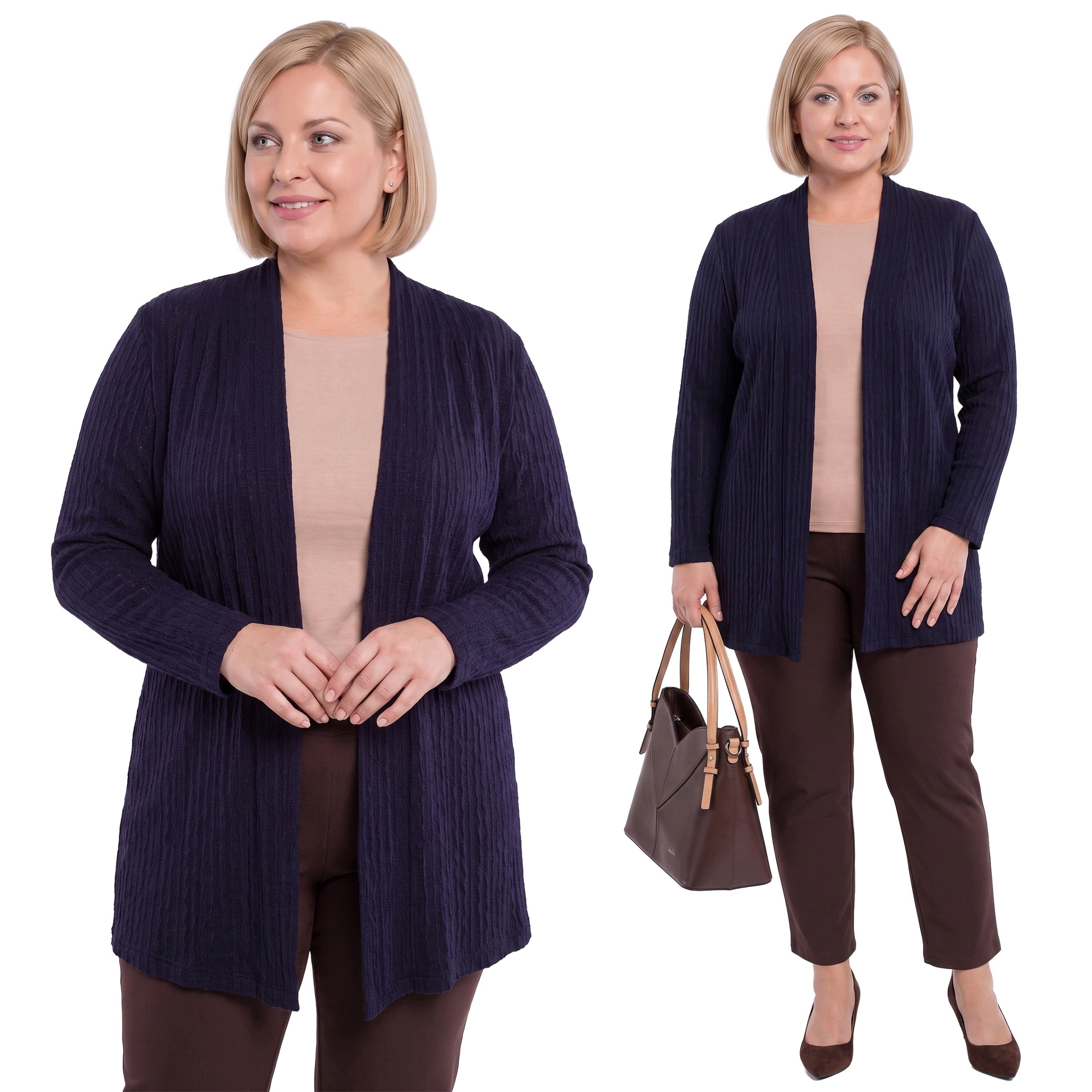 Tmavě modrý přehoz se vzorovanou vazbou plus size velikost 64