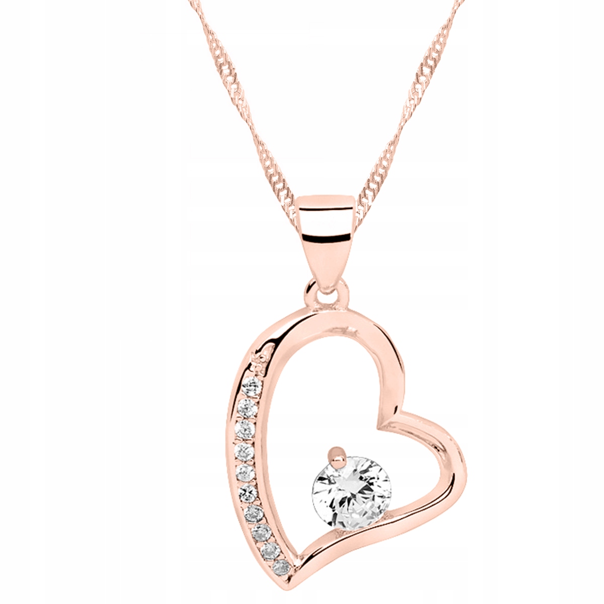Řetízek zlatý náhrdelník 925 Srdce Zirkon