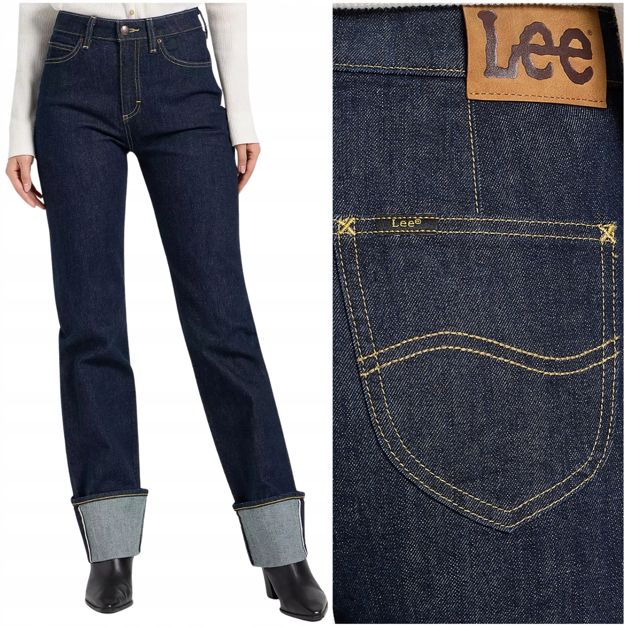 Lee June Xion vysoké ohrnuté jednoduché dámské džínové kalhoty W29 L31