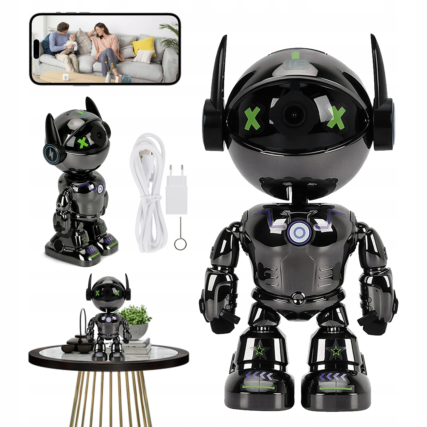 Elektronická Chůvička Otočná Kamera Robota Kamera 2MP/1080P Wifi