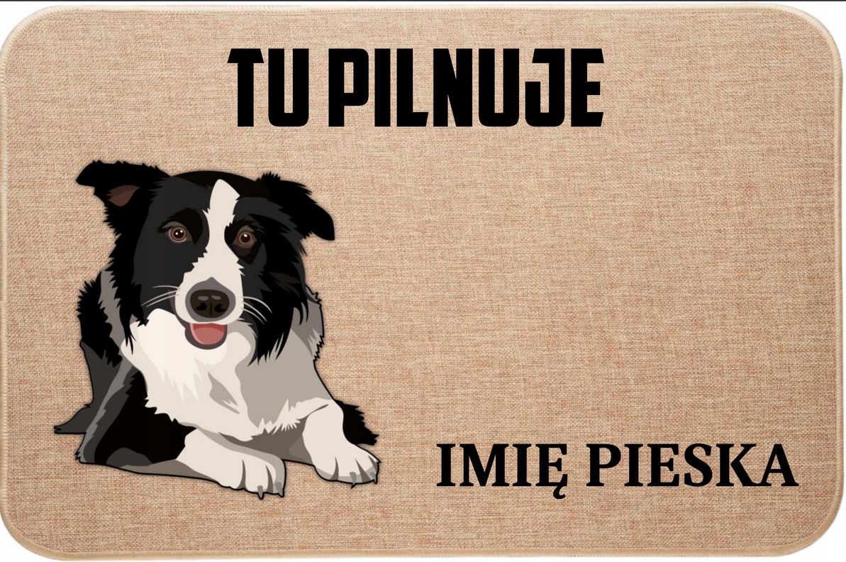 Lněná Vstupní Stěračka Zde Hlídá Jméno Border Kolie Dárek