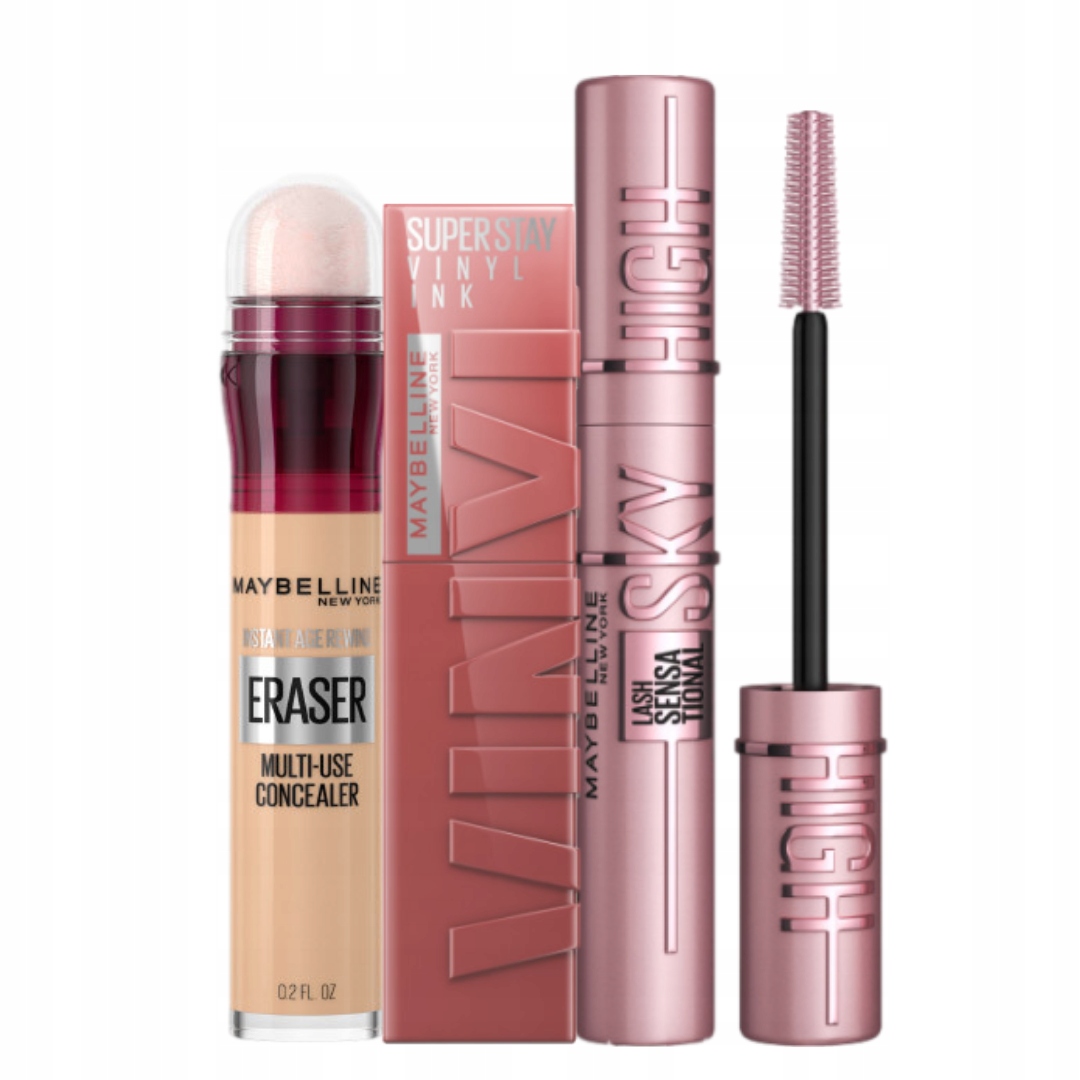 Zestaw Maybelline Pomadka Ink 35 Cheeky Korektor Light 01 Mascara Black