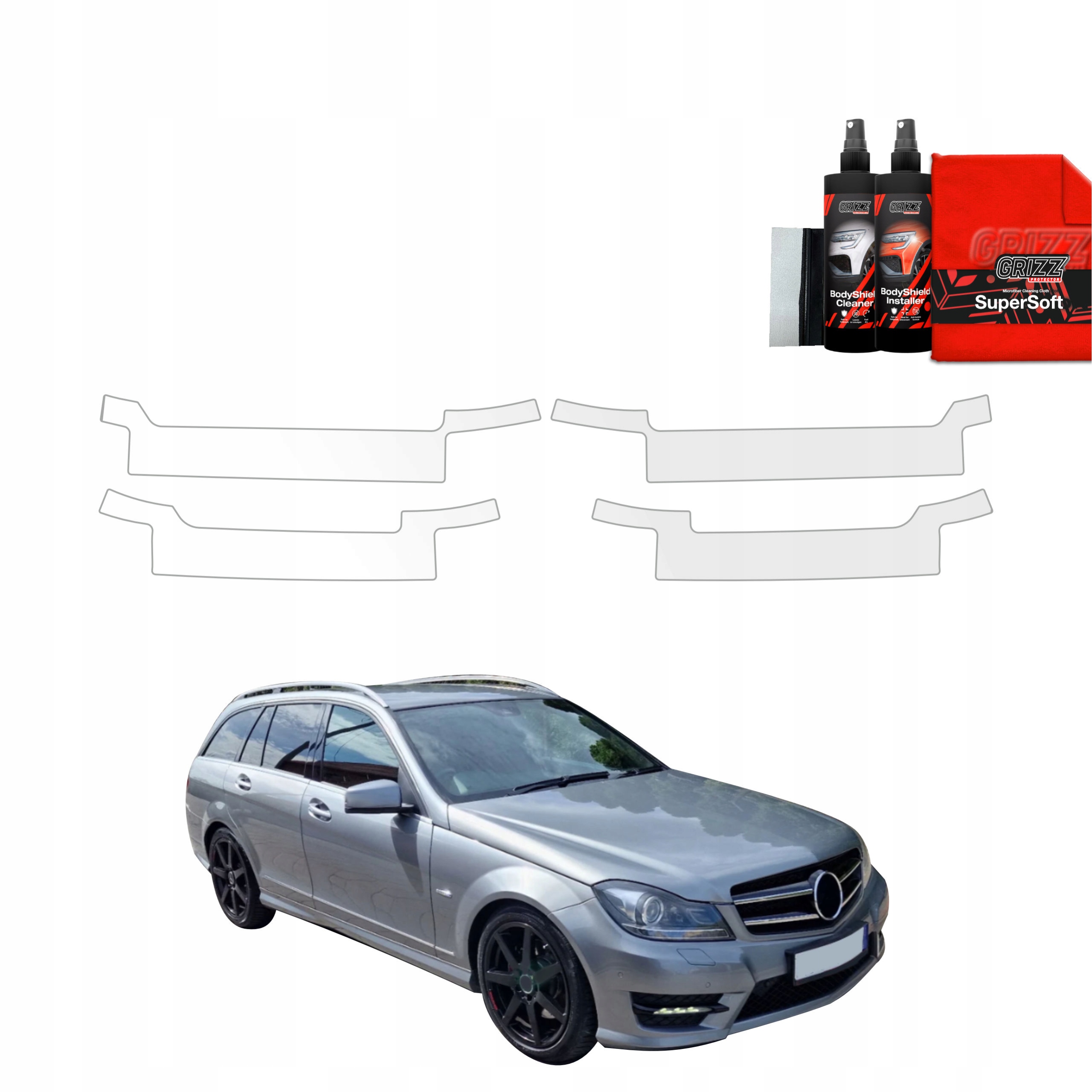 4v1 Fólie Ppf na prahy pro Mercedes C třídy S204 Kombi Facelift (2011-2014)