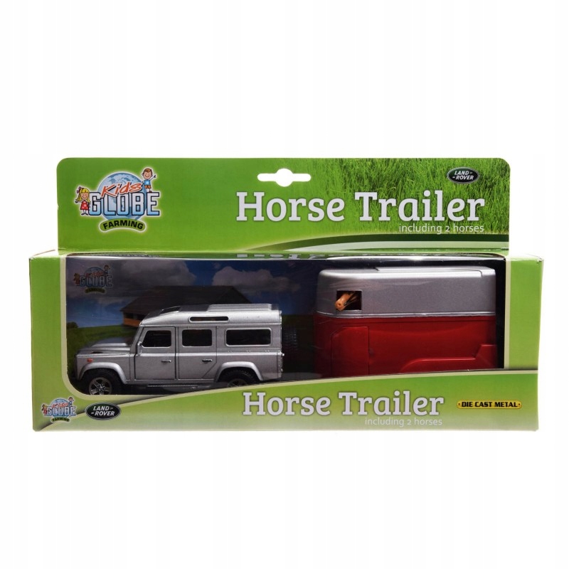 

Samochód Land Rover Z Przyczepą Dla Konia Metal