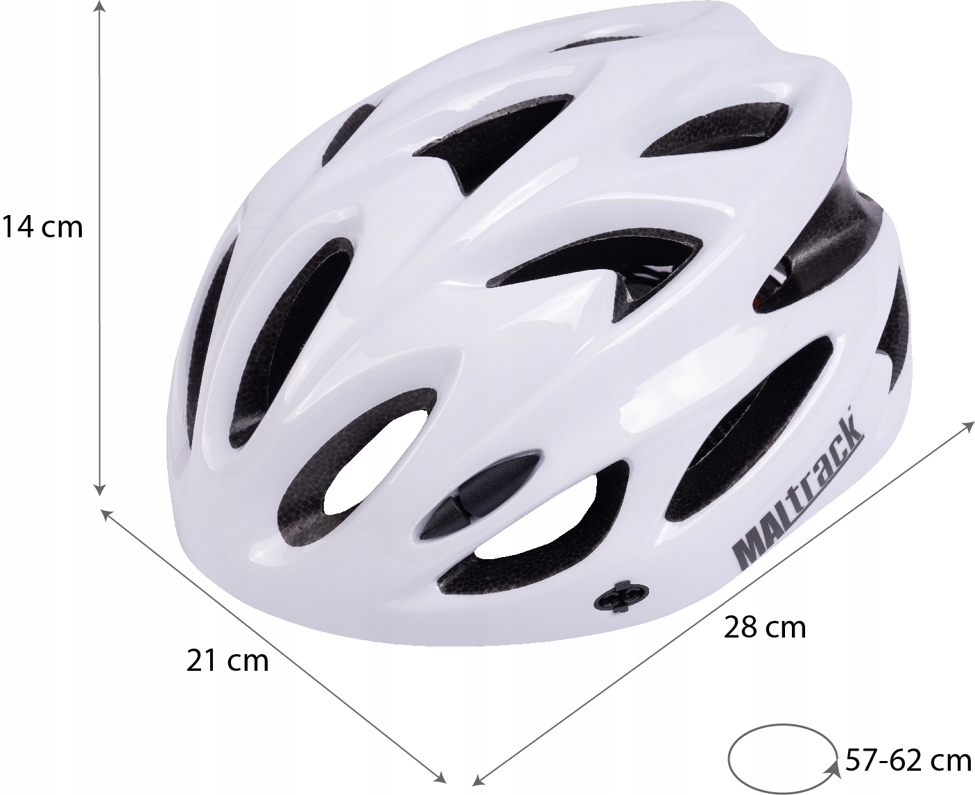 KASK ROWEROWY DAMSKI MĘSKI SPORT REGULOWANY 57-62 Kolor biały