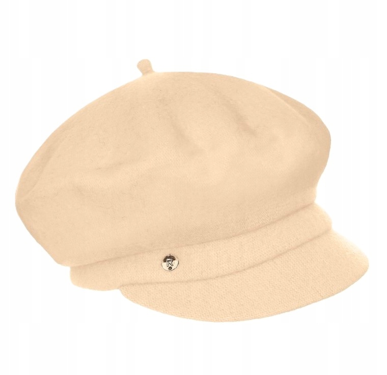 béžový vlněný Český baret s kšiltem, dámský klobouček, meloun Rabionek