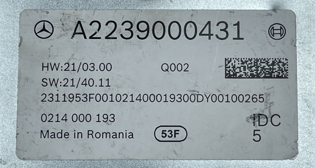 MERCEDES S-KLASA VII W223 2020- control unit module DISTRONIC A2239000431
