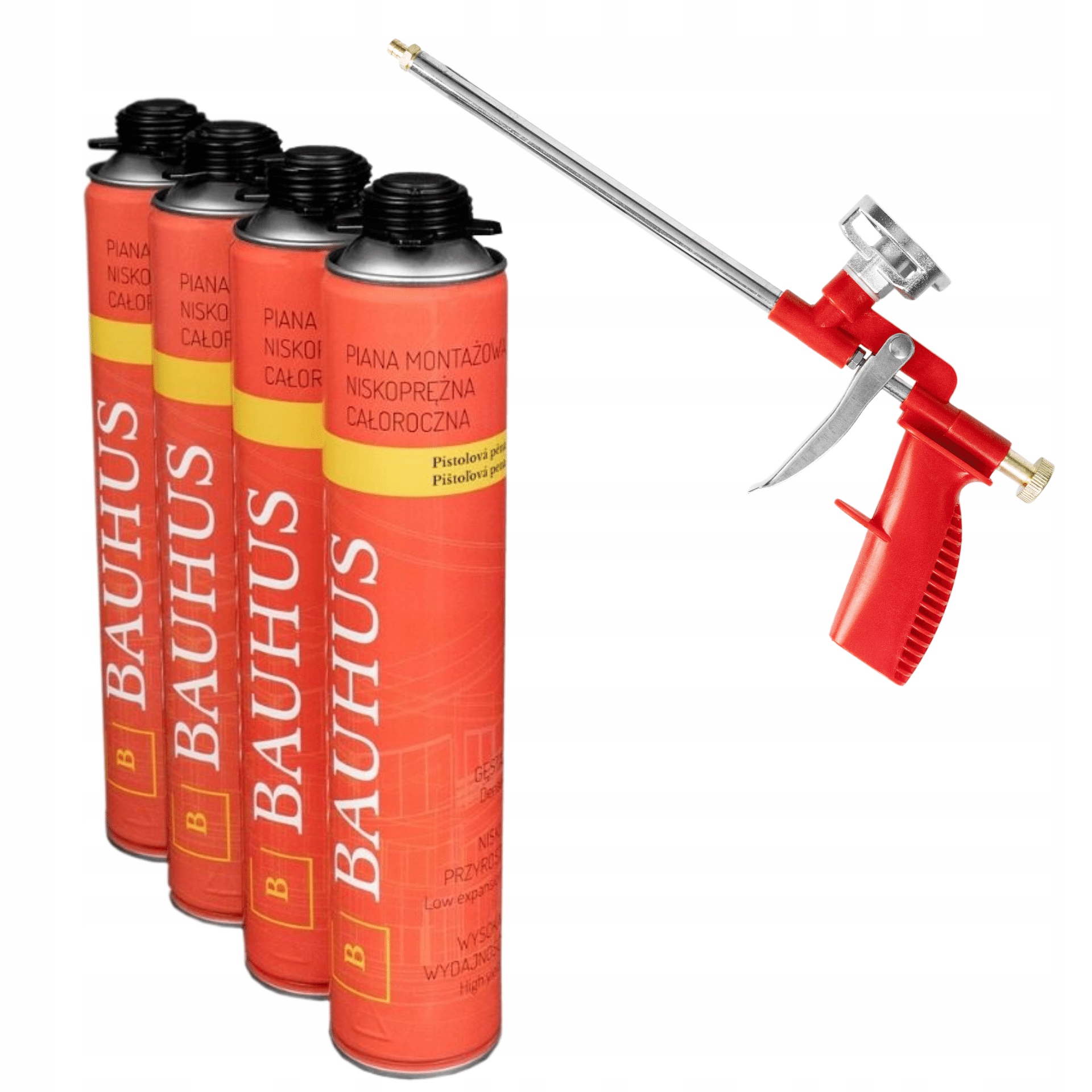 

Zestaw 4 x Piana montażowa Pistolet Bauhus