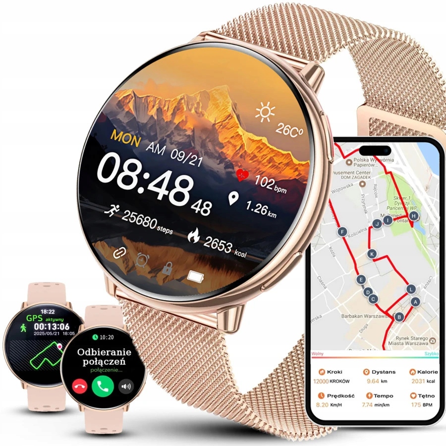 Dámské hodinky Chytré Hodinky Rbn s Gps Kompasem Barometrem Hovory Baterie 300