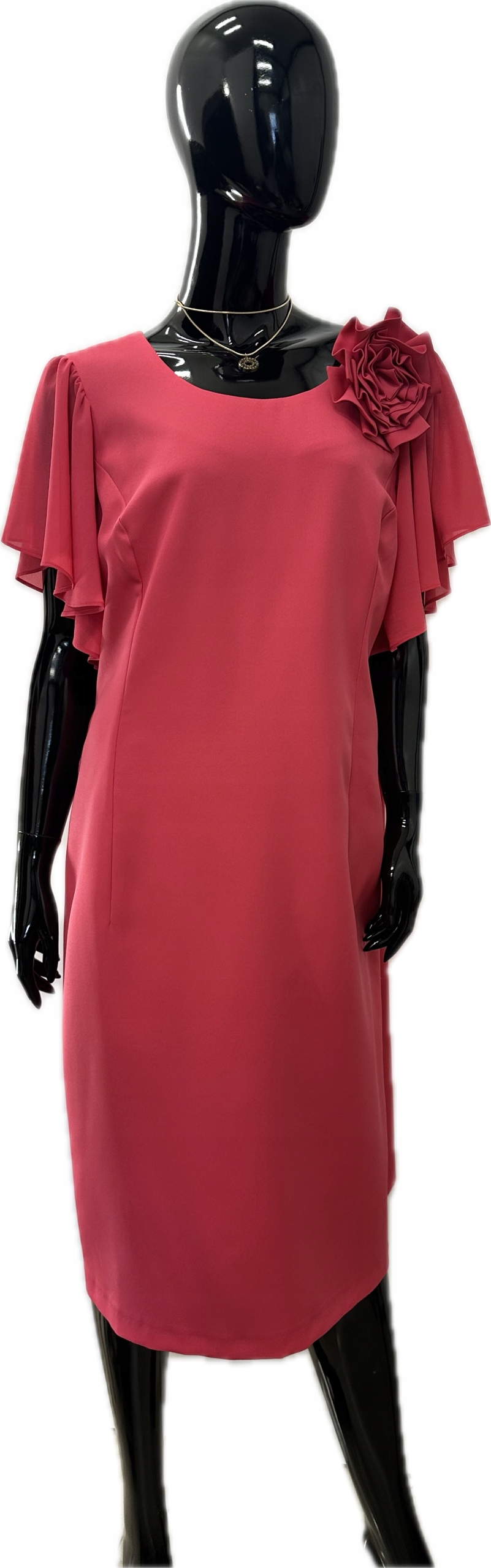 Šaty Lehké Plus Size Růžové Korálové Velikost 50