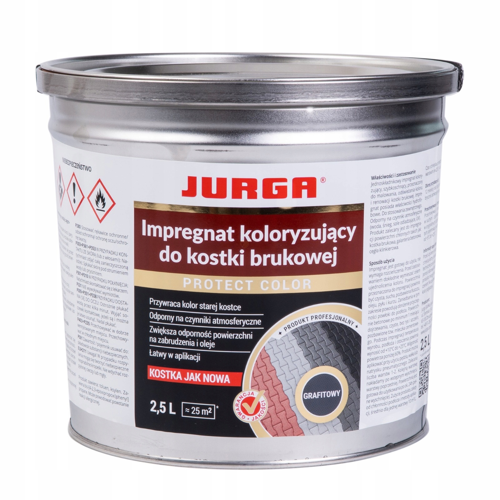 Jurga Impregnat Koloryzujący Do Kostki Brukowej Farba Kolor Grafitowy 2,5L