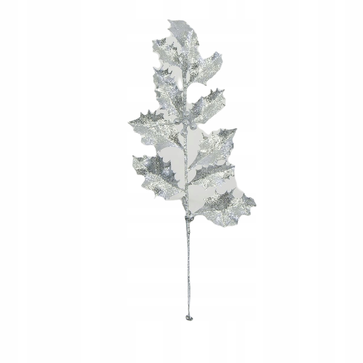 

Gałązka Ostrokrzew Srebrna Brokat Stroik 32 CM