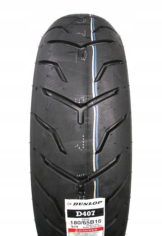 180/65B16 DUNLOP D407 81H TL WWW BIAŁY BOK PAS HARLEY DAVIDSON ELECTRA TYŁ Marka Dunlop