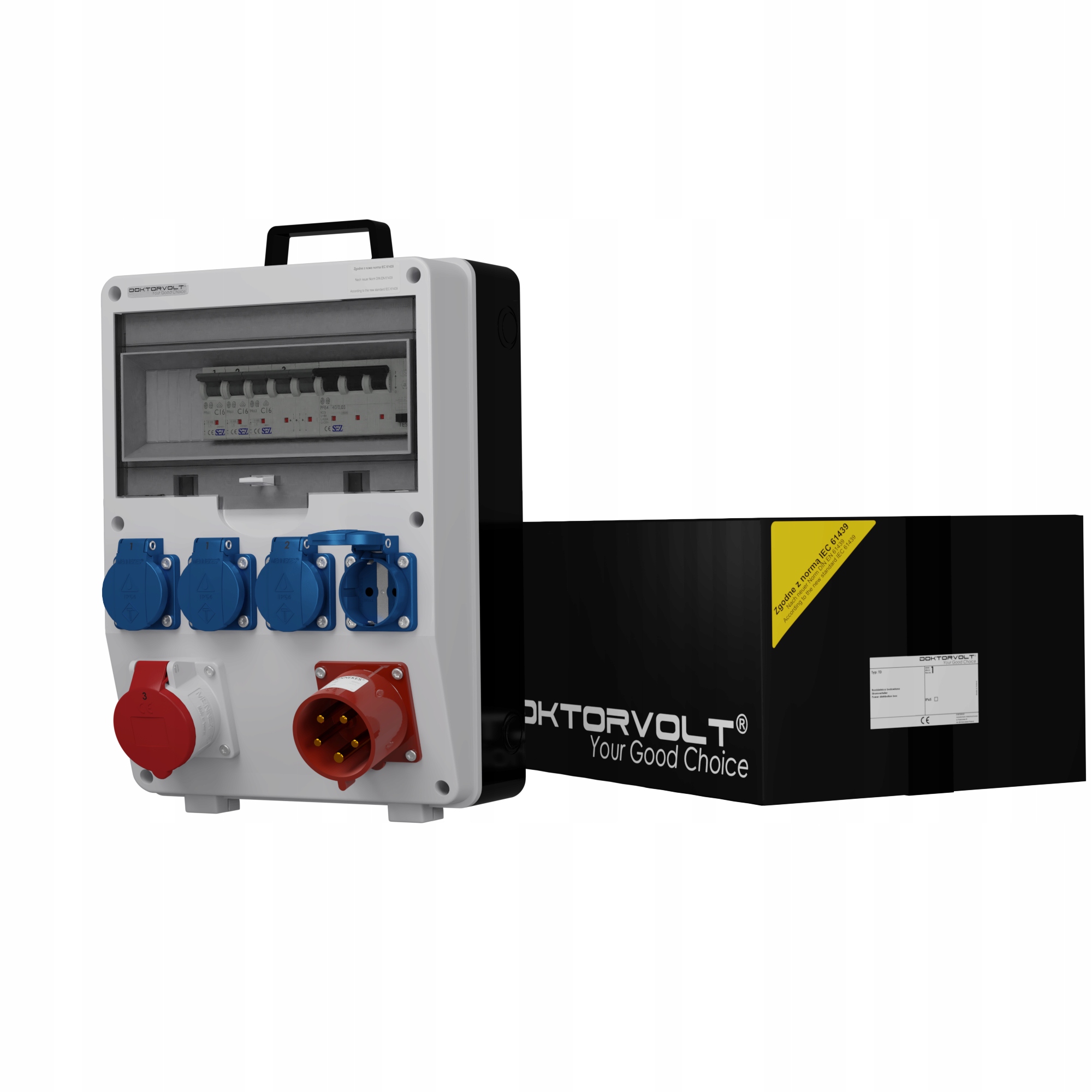 Rozvaděč s držákem a zástrčkou typu Schuko