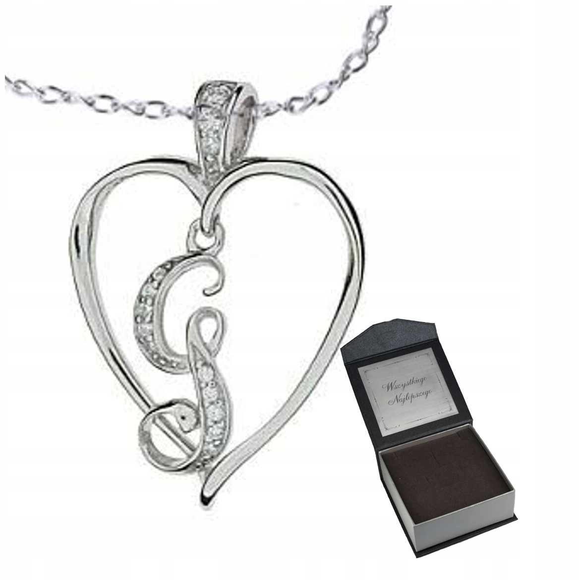 Náhrdelník Písmeno G Srdce AG.925+ Krabička Gravírování