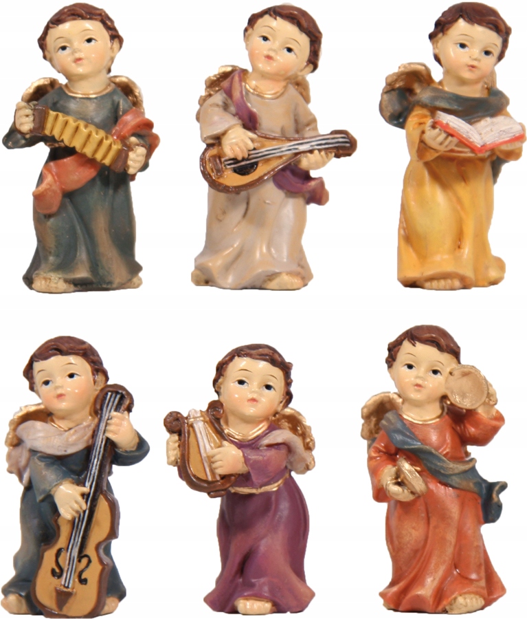 

6 śliczne Aniołki Anioły z instrumentami 5cm wys.