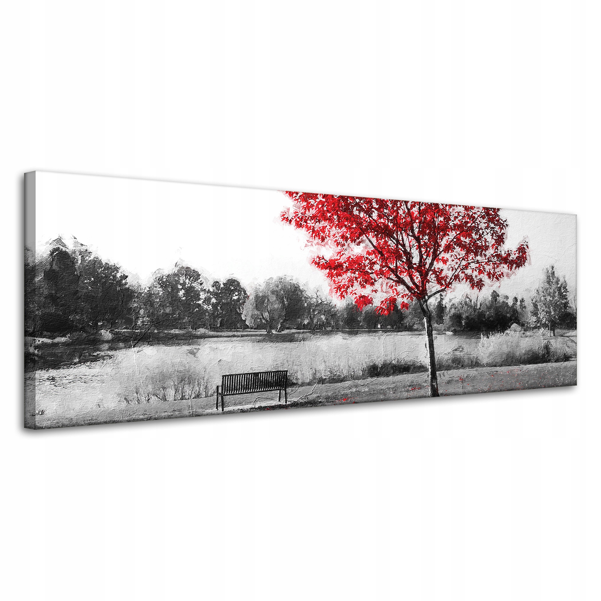 Obraz na plátně Šedivé Červené Listy Kontrast 120x40 cm